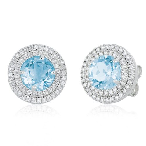 18 kt white gold earrings, with aquamarine and diamonds - OD866/AC-LB