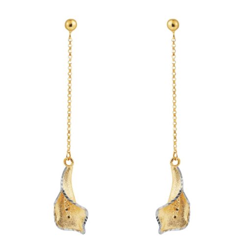 Two-tone satin Calla pendant earrings in 18kt gold - OE4085-LI