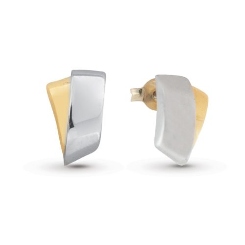 Shiny two-tone earrings in 18kt gold - OP0048-LN