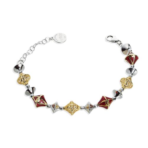 925 rhodium-plated and gilded silver bracelet, with hand-made enamel - ZBR630-MN