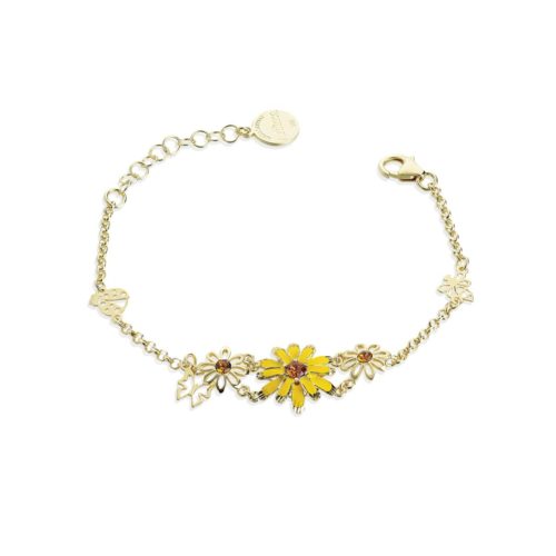Daisy chain bracelet in gilded or rhodium-plated 925 silver, enamel and cubic zirconia - ZBR674