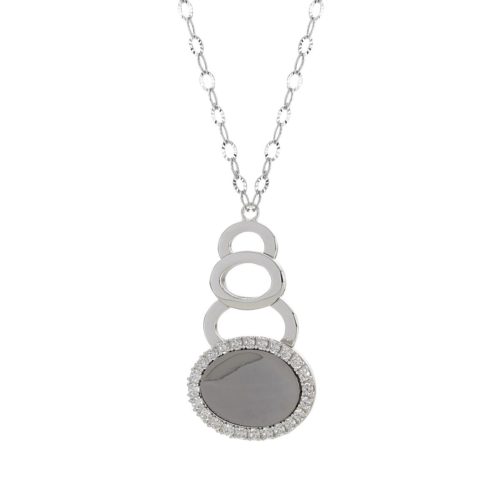 925 rhodium silver necklace with zircons - ZCL1366