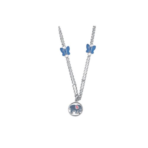 925 rhodium-plated silver necklace, enamel and Swarovski ™ - ZCL626-MB