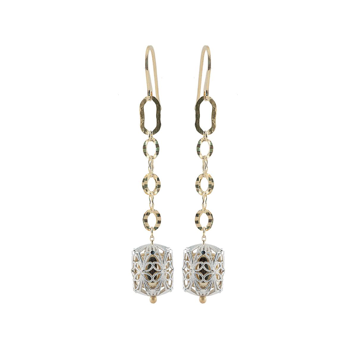 925 rhodium-plated and gold-plated silver earrings - ZOR1109-LN