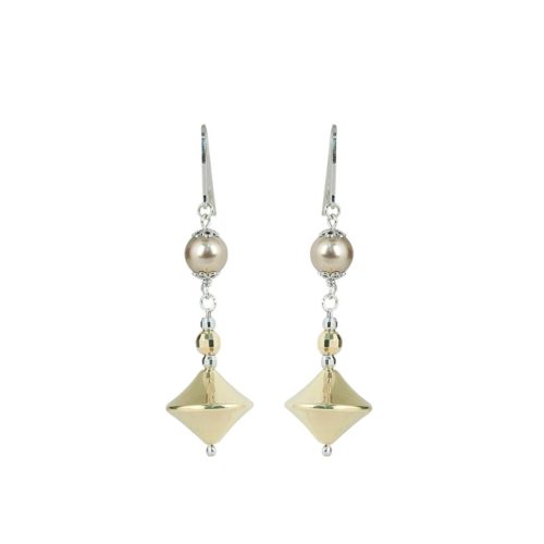925 rhodium-plated and gilded silver earrings with pearls - ZOR1141-LN