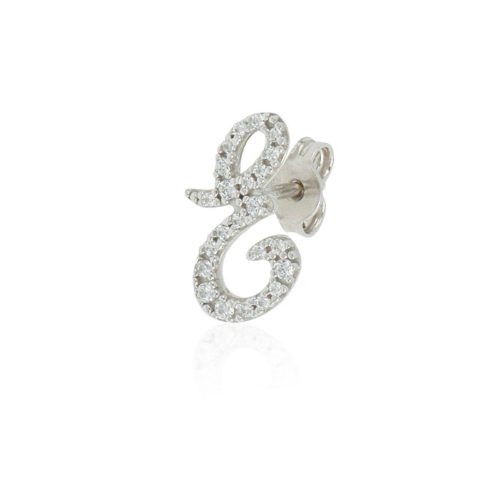 Mono Earring with Zirconia Initials in Italic - All initials available - ZOS10