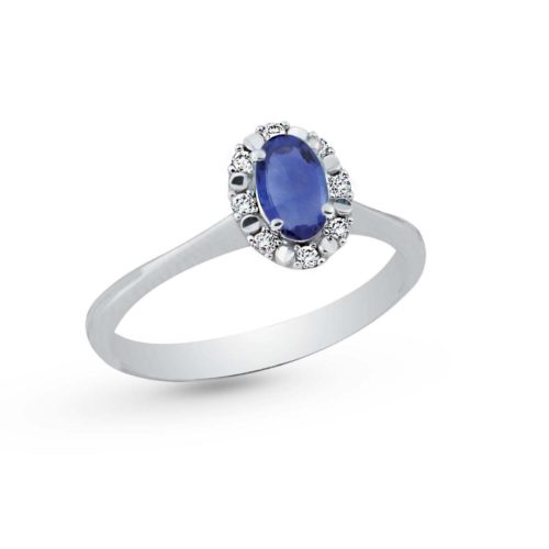 18kt white gold ring with diamonds and central precious stone - AD600