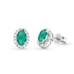 18kt white gold earrings with diamonds and central precious stones - OD211