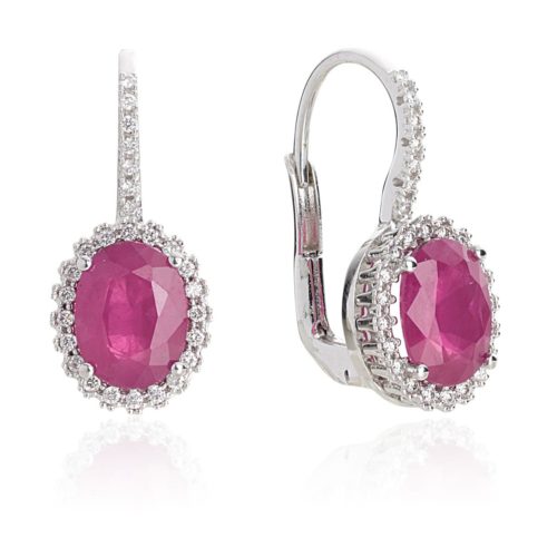 18kt white gold earrings with diamonds and central precious stones - OD431