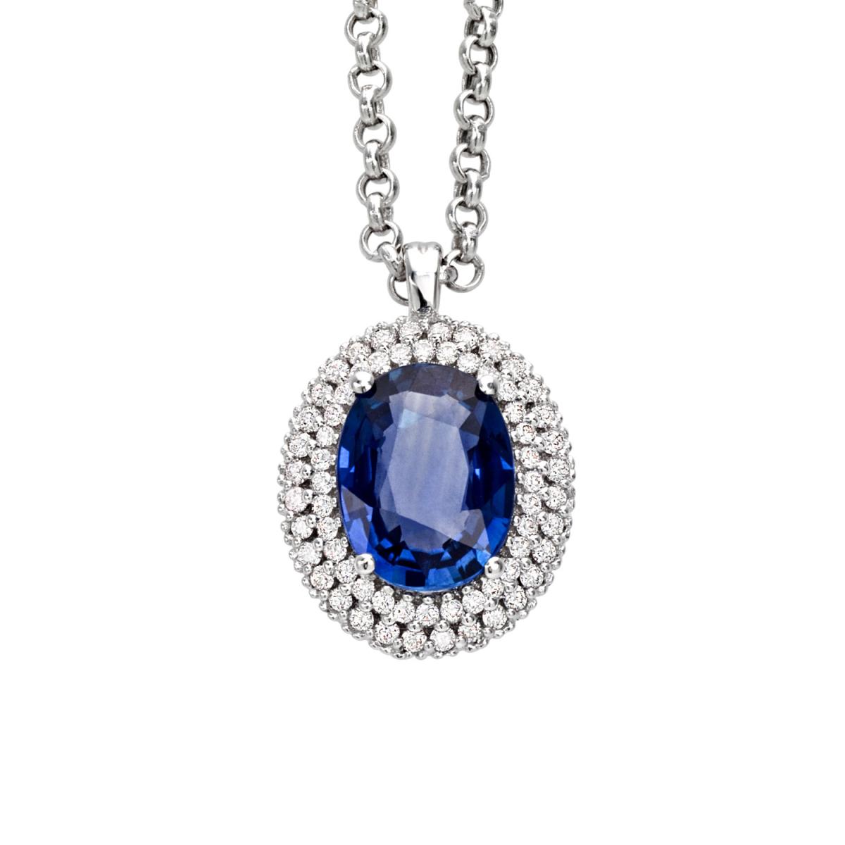 Necklace with Diamonds and Precious Stone