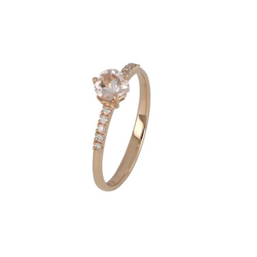 18 kt rose gold ring with Morganite and Diamonds - AD901/MO-LR