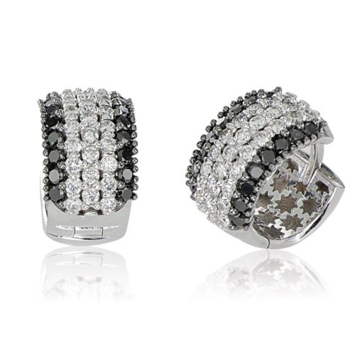 18kt white gold earrings with white and black diamonds pavé - OD476/DN-LL