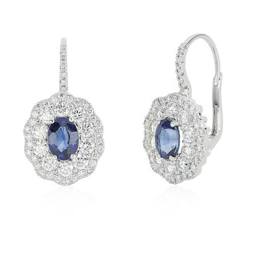 Hook earrings in 18kt white gold with diamonds and precious stones - OD485