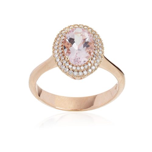 18kt gold ring with Morganite and diamonds - AD623/MO-LR