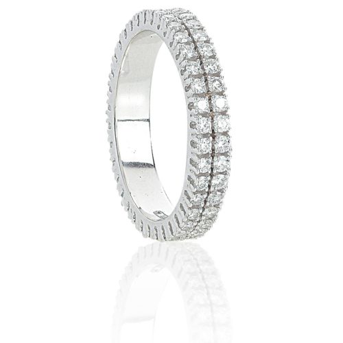 Two rows 18 kt gold eternity ring with white diamonds measuring 1.50mm - ADF219DB