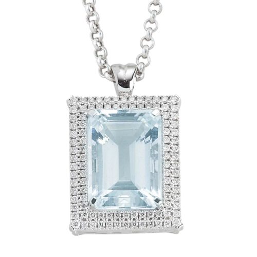 18 kt white gold necklace with aquamarine and diamonds - CD505/AC-LB