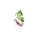 Silver ring contrariè enameled butterfly