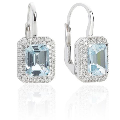 18 kt white gold earrings, leverback with aquamarine and diamonds - OD329/AC-LB