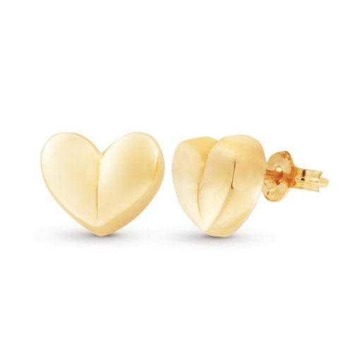 Rounded heart earrings in 18kt polished yellow gold - OP0038-LG