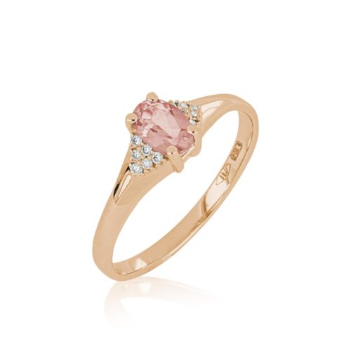 18 kt rose gold ring with Morganite and Diamonds - AD1014/MO-LR
