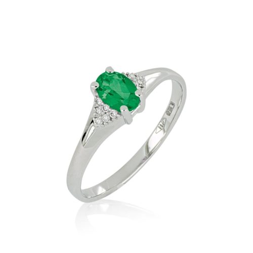 18kt white gold ring with diamonds and central precious stone - AD1014