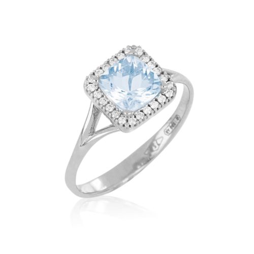 18 kt white gold ring, with aquamarine and diamonds - AD1020/AC-LB