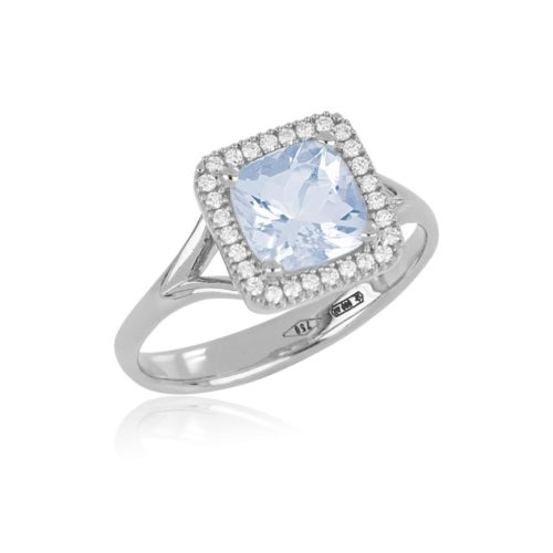18 kt white gold ring, with aquamarine and diamonds - AD1033/AC-LB
