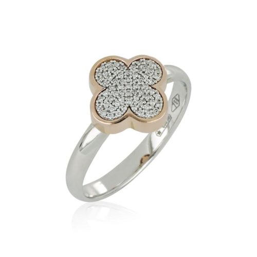 Flower Ring in Gold with Diamonds - AD1044/DB