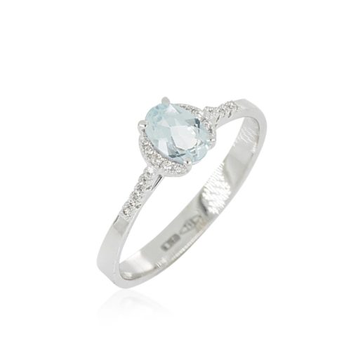Ring in 18 kt white gold, with aquamarine and diamonds - AD1074/AC-LB