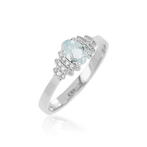 Ring in 18 kt white gold, with aquamarine and diamonds - AD1075/AC-LB