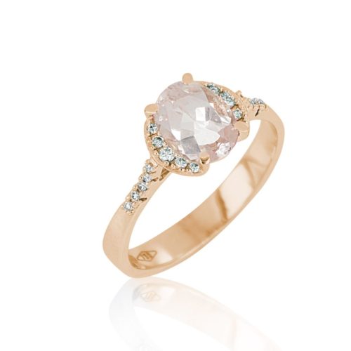 18kt gold ring with Morganite and diamonds - AD1085/MO-LR