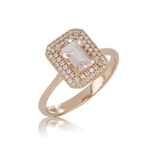 18kt gold ring with Morganite and diamonds - AD683/MO-LR