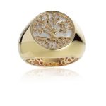 18kt gold tree of life ring with diamonds - AD837