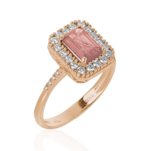18kt gold ring with Morganite and diamonds - AD883/MO-LR