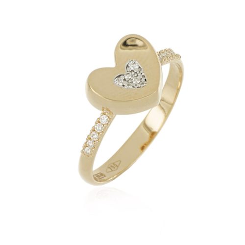 Heart ring in gold and diamonds - AD974