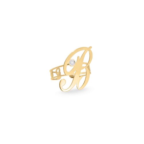 18kt gold ring, with customizable initial, with diamond - ADA001/IN