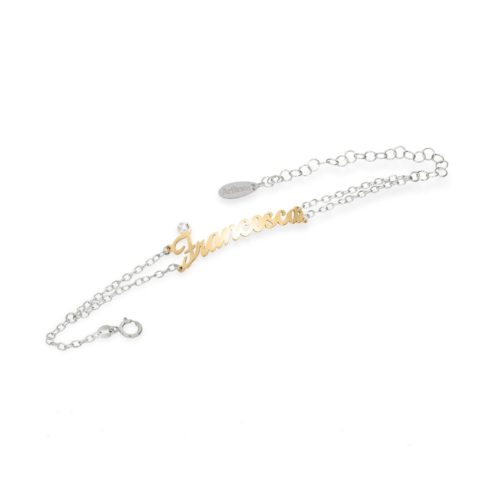 18 kt gold bracelet with customizable name, and diamond - BD1NOME