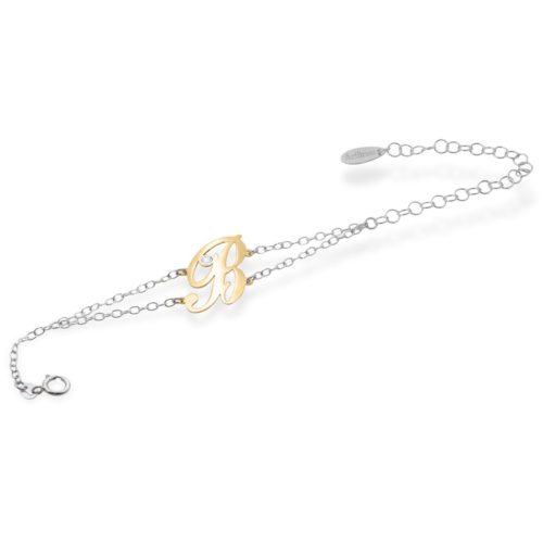 18kt gold bracelet, with customizable initial, with diamond - BDA001/IN
