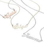 18 kt gold necklace with customizable name - Initial always in uppercase with diamond - CD1NOME