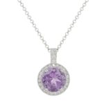 18kt white gold necklace with diamonds and central natural semi-precious stone - CD306/