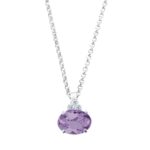 18kt white gold necklace with diamonds and central natural semi-precious stone - CD315/