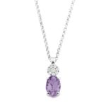 18kt white gold necklace with diamonds and central natural semi-precious stone - CD319/
