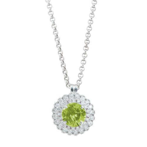 18kt white gold necklace with diamonds and central natural semi-precious stone - CD441/