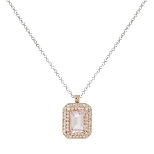 18kt gold necklace with Morganite and diamonds - CD455/MO-LH