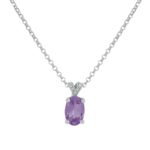 18kt white gold necklace with diamonds and central natural semi-precious stone - CD613/
