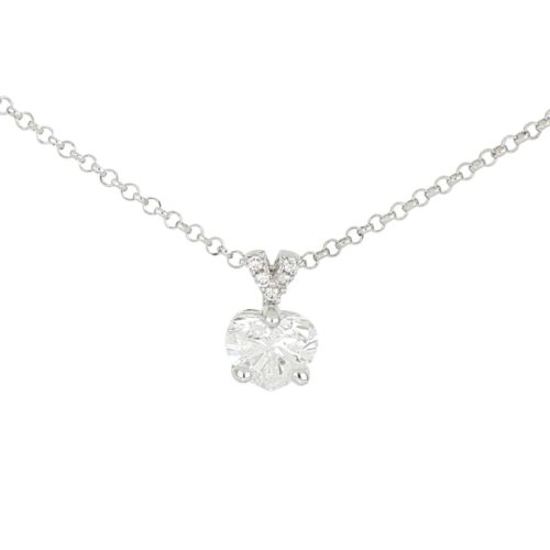 18kt white gold necklace with heart cut diamond - CD614/DB-LB