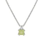 18kt white gold necklace with diamonds and central natural semi-precious stone - CD615/