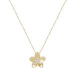 Flower necklace in 18kt gold with pavé diamonds - CD651