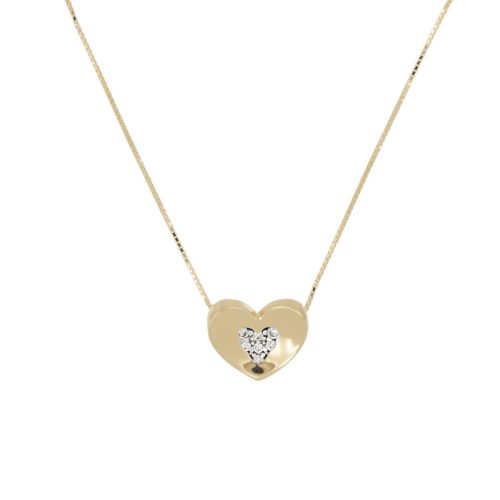 Heart necklace in 18kt gold with pavé diamonds - CD652