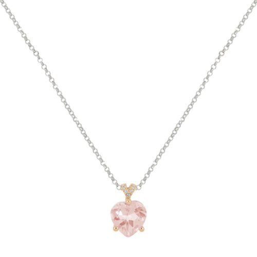 Gold necklace with heart morganite and diamonds - CD656/MO-LH